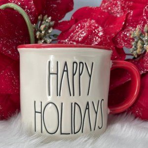 Rae Dunn Red & White Happy Holidays Christmas Mug